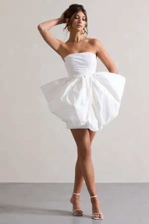 Bladen | Cream Bandeau Mini Dress With Detachable Bow Skirt Club L London