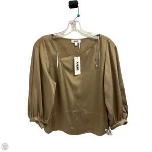 Blouse Long Sleeve By Dkny In Tan, Size: S