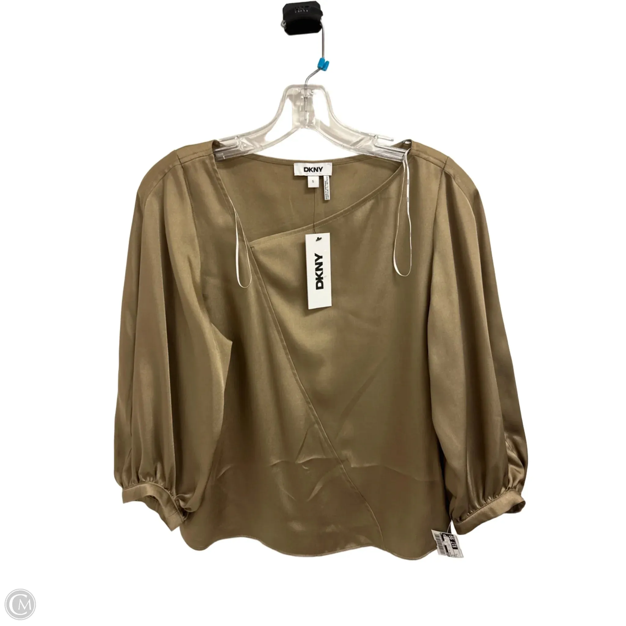 Blouse Long Sleeve By Dkny In Tan, Size: S
