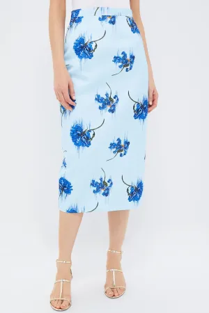Blue Flowers on Duck Egg Lorelei Skirt