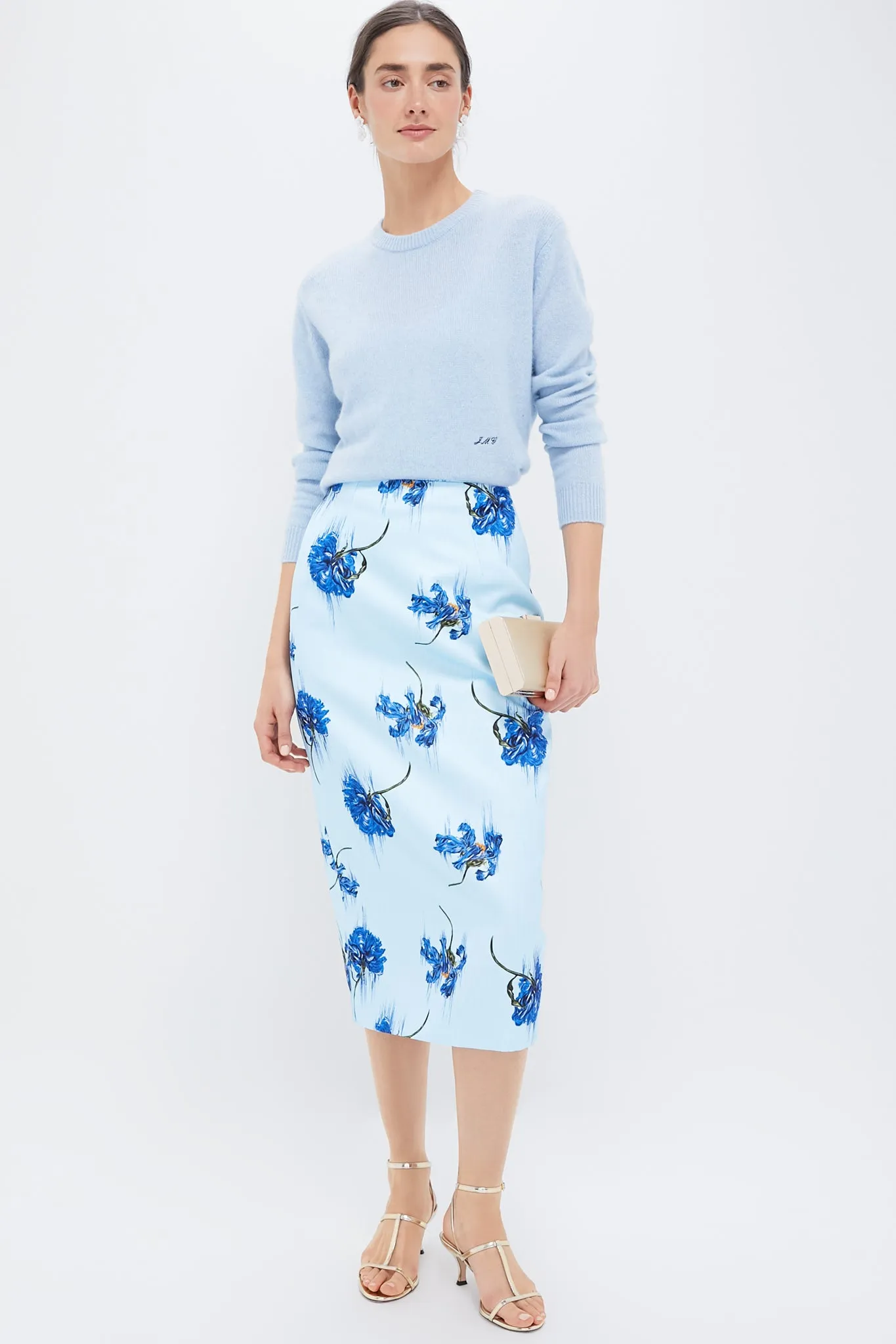 Blue Flowers on Duck Egg Lorelei Skirt