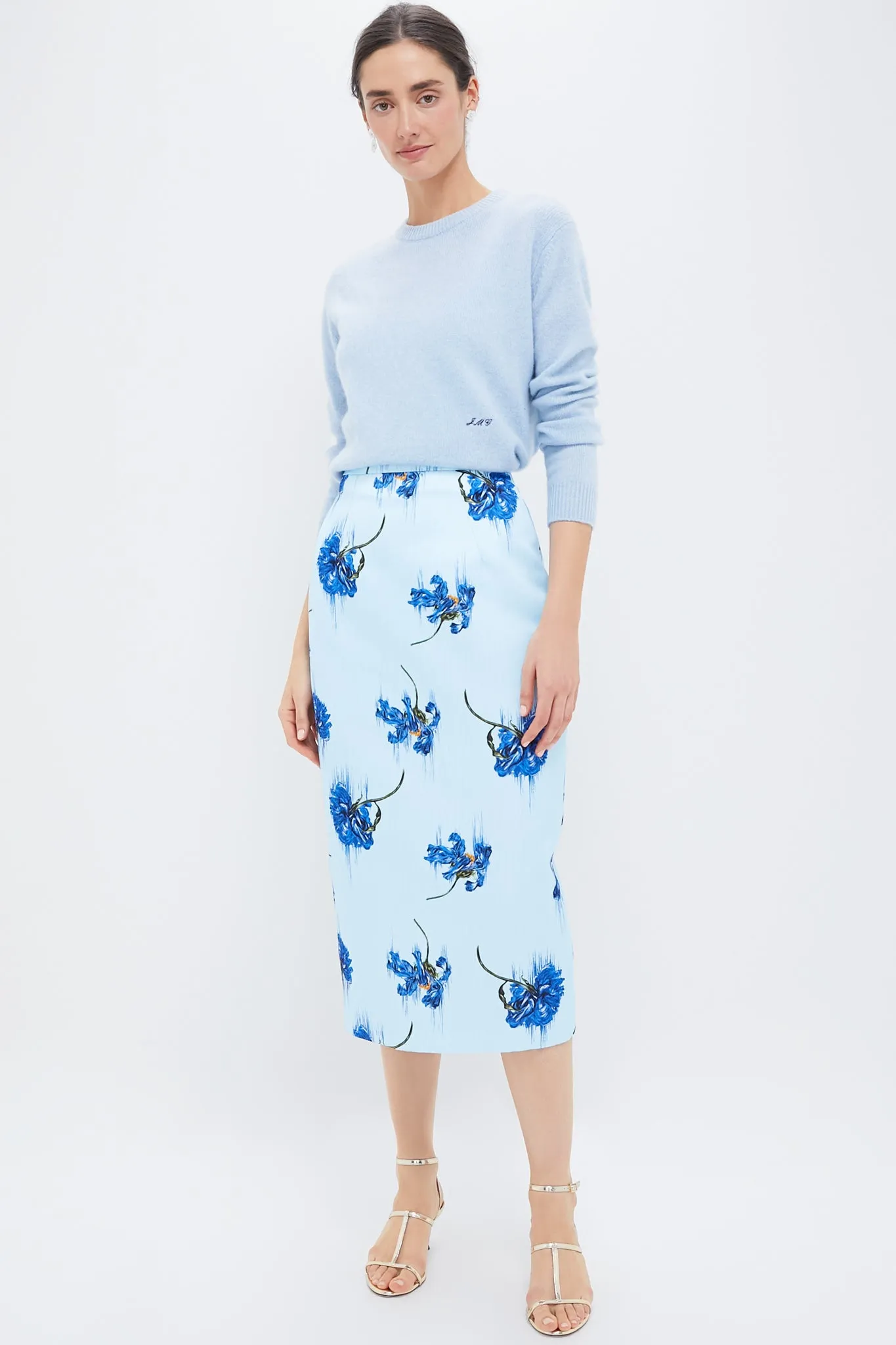 Blue Flowers on Duck Egg Lorelei Skirt