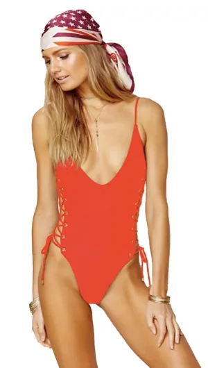 Blue Life Roped Up One Piece Swim Fireworks