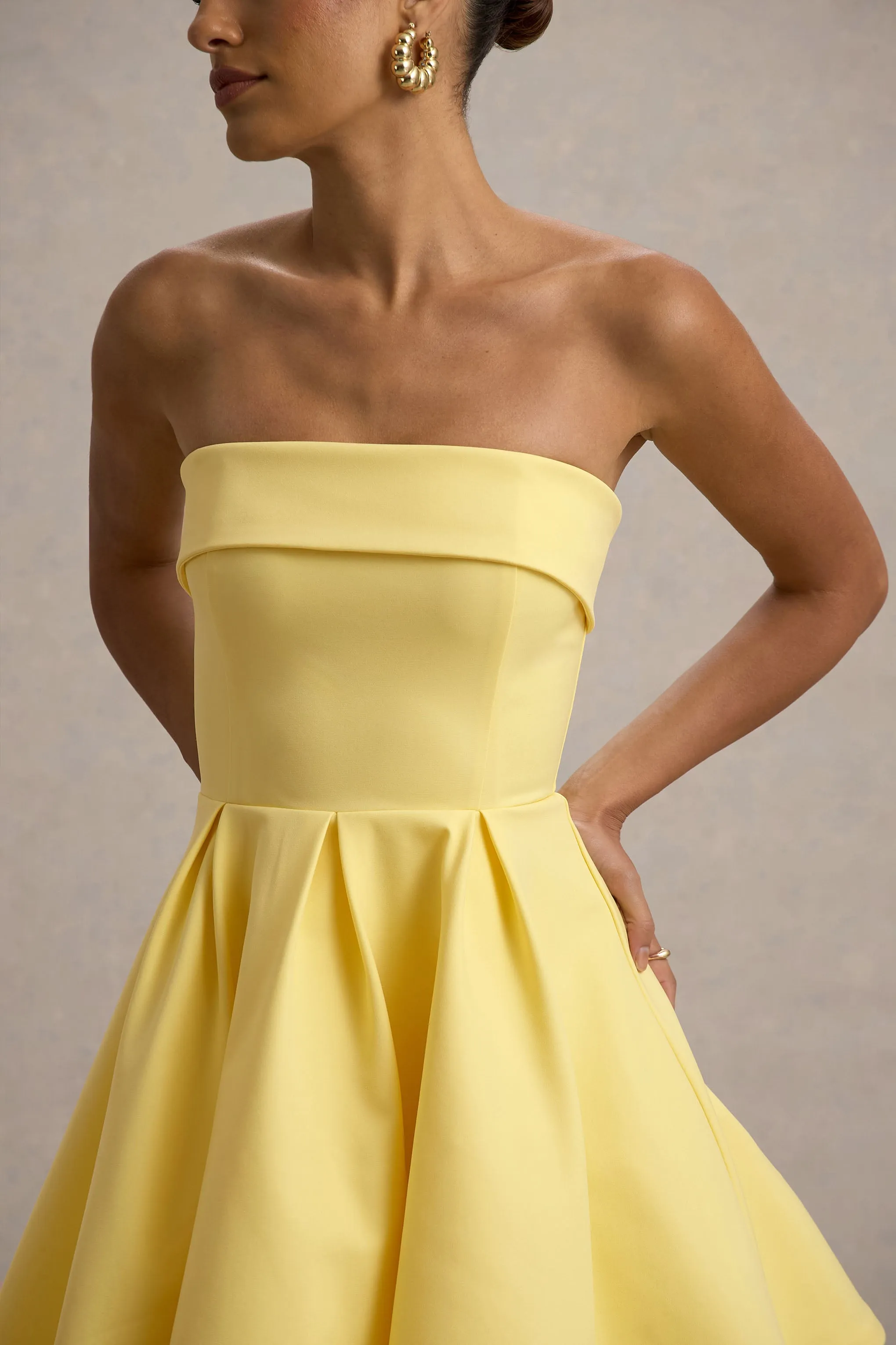 Bruna | Lemon Bandeau Skater Mini Dress Club L London
