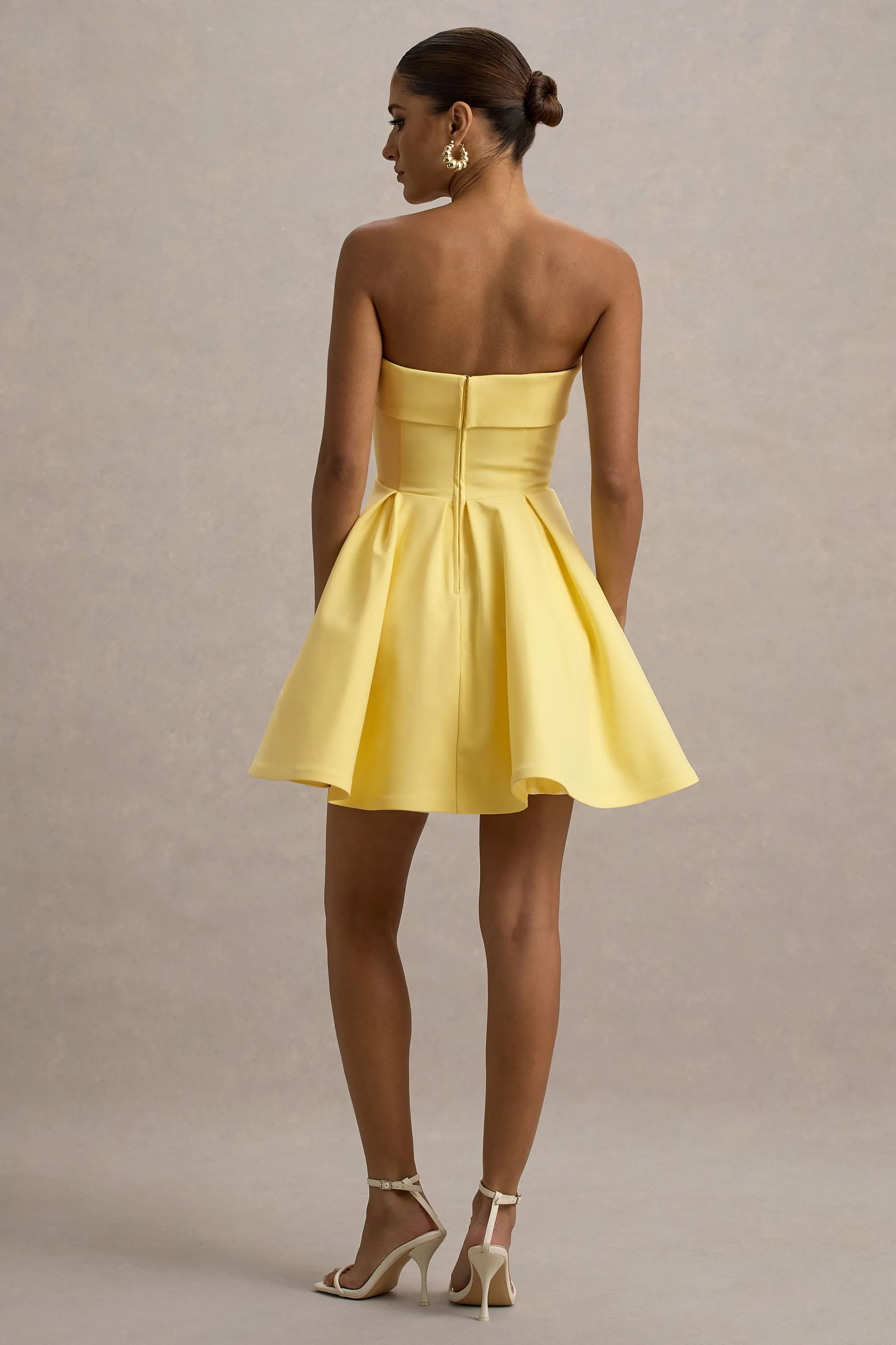 Bruna | Lemon Bandeau Skater Mini Dress Club L London