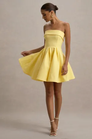 Bruna | Lemon Bandeau Skater Mini Dress Club L London