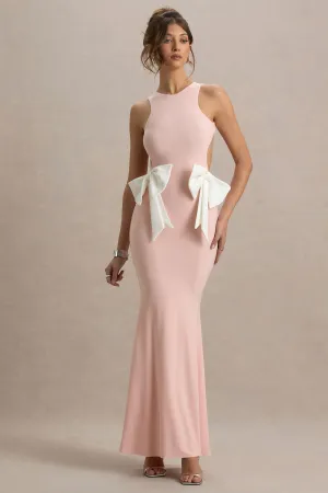 By Your Side | Pink Cut-Out Maxi Dress With Bows Club L London