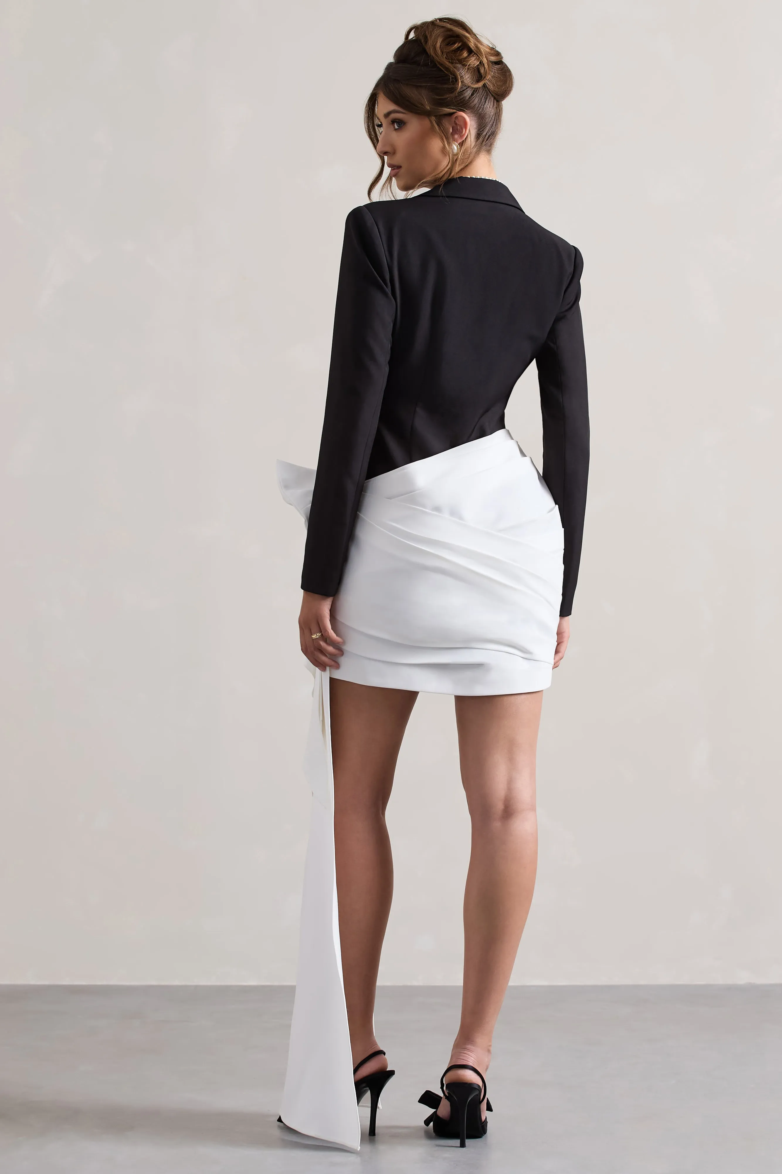 Capital | Black Tailored Blazer Mini Dress With Side Drape Club L London
