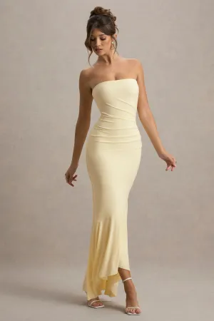 Capria | Pale Lemon Bandeau Wrap Maxi Dress Club L London