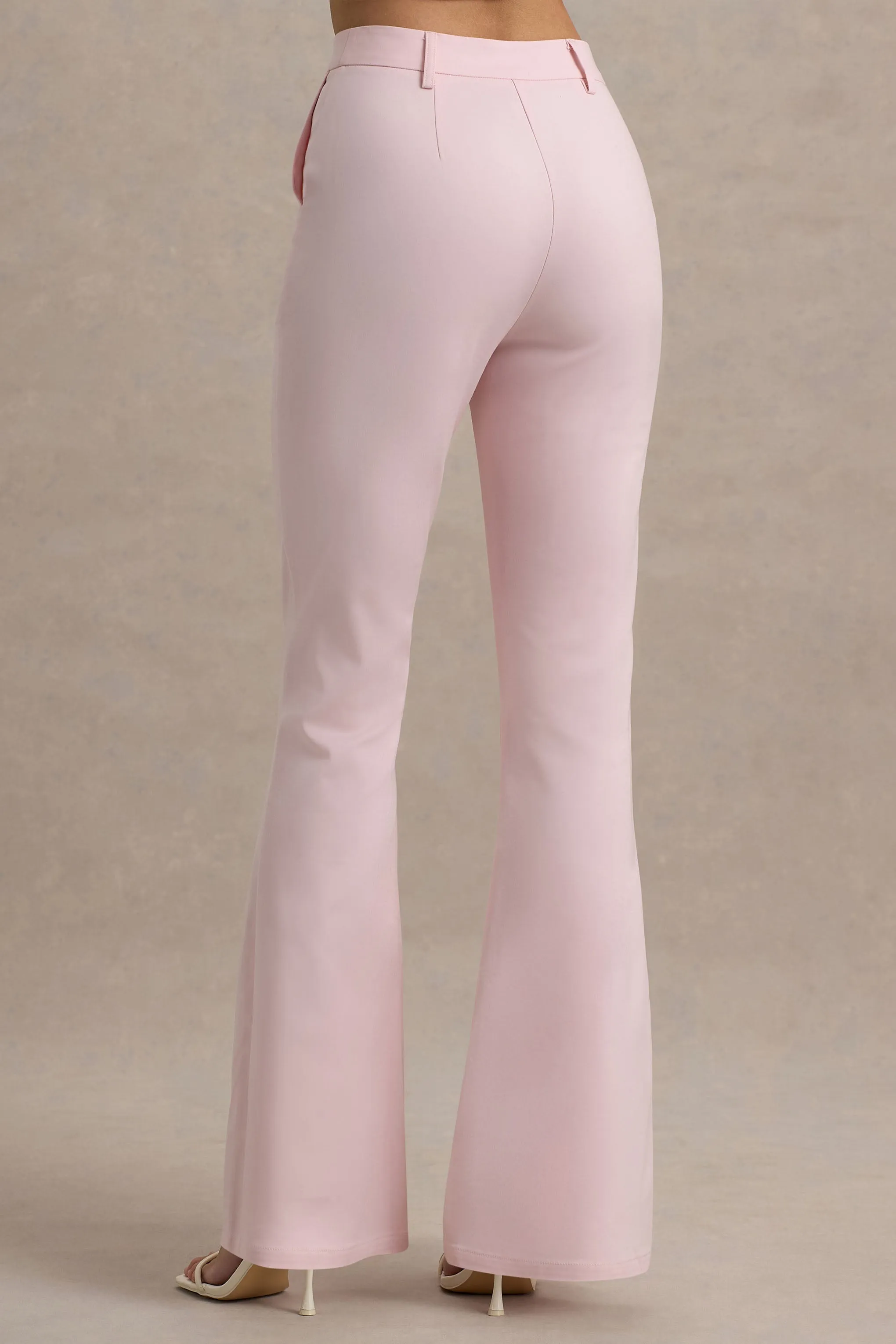 Carina | Pink Flared-Leg Tailored Trousers Club L London