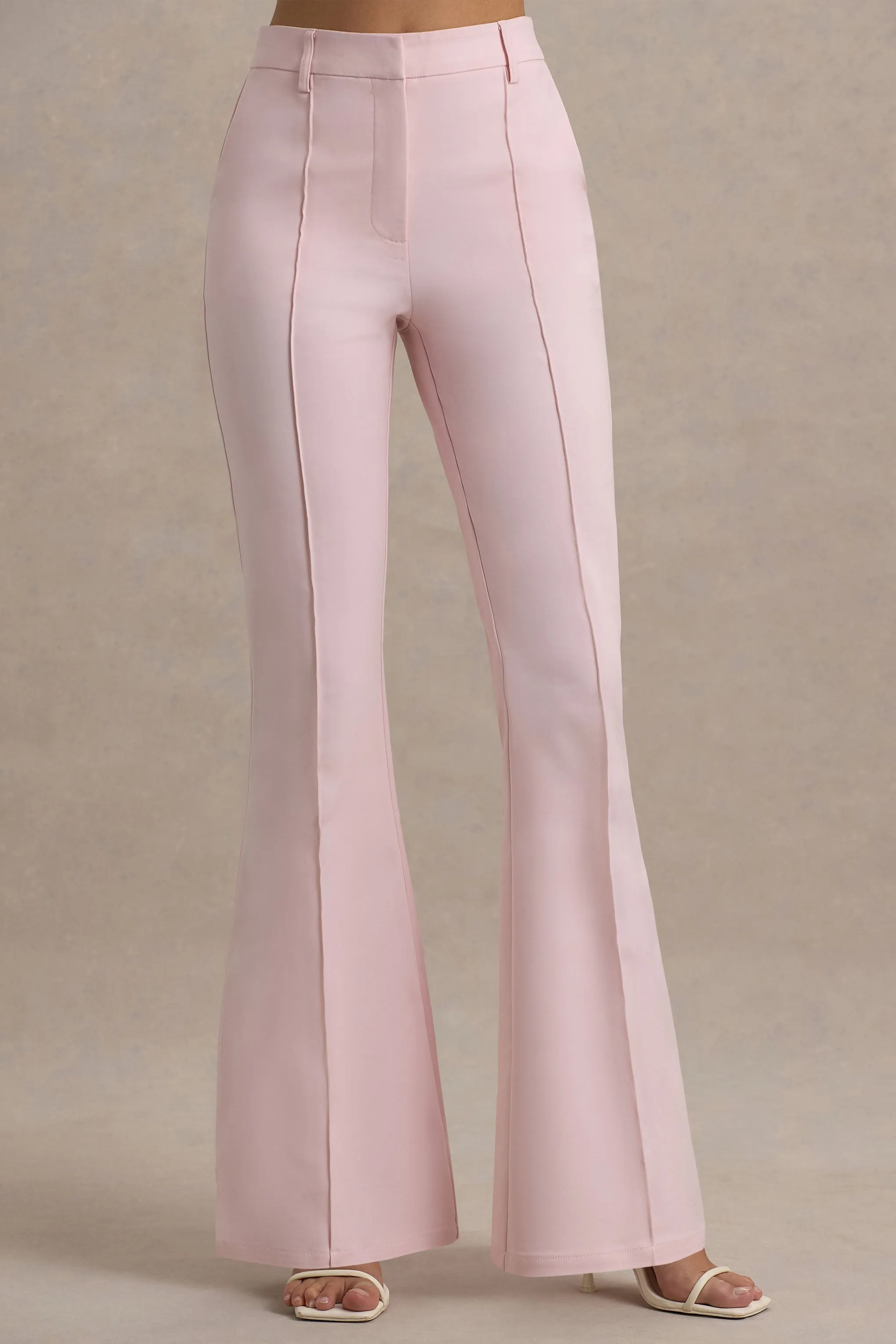 Carina | Pink Flared-Leg Tailored Trousers Club L London