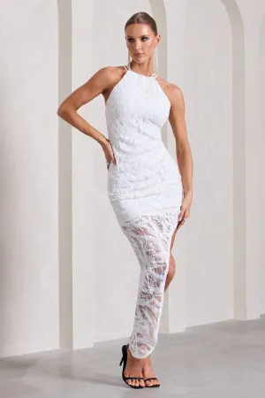 Caught My Eye | White Sequin Asymmetric Strappy Maxi Dress Club L London
