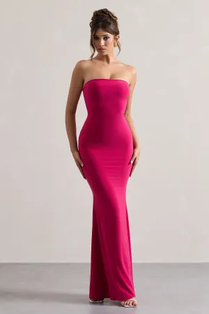 Ceremony | Hot Pink Bandeau Fishtail Maxi Dress Club L London