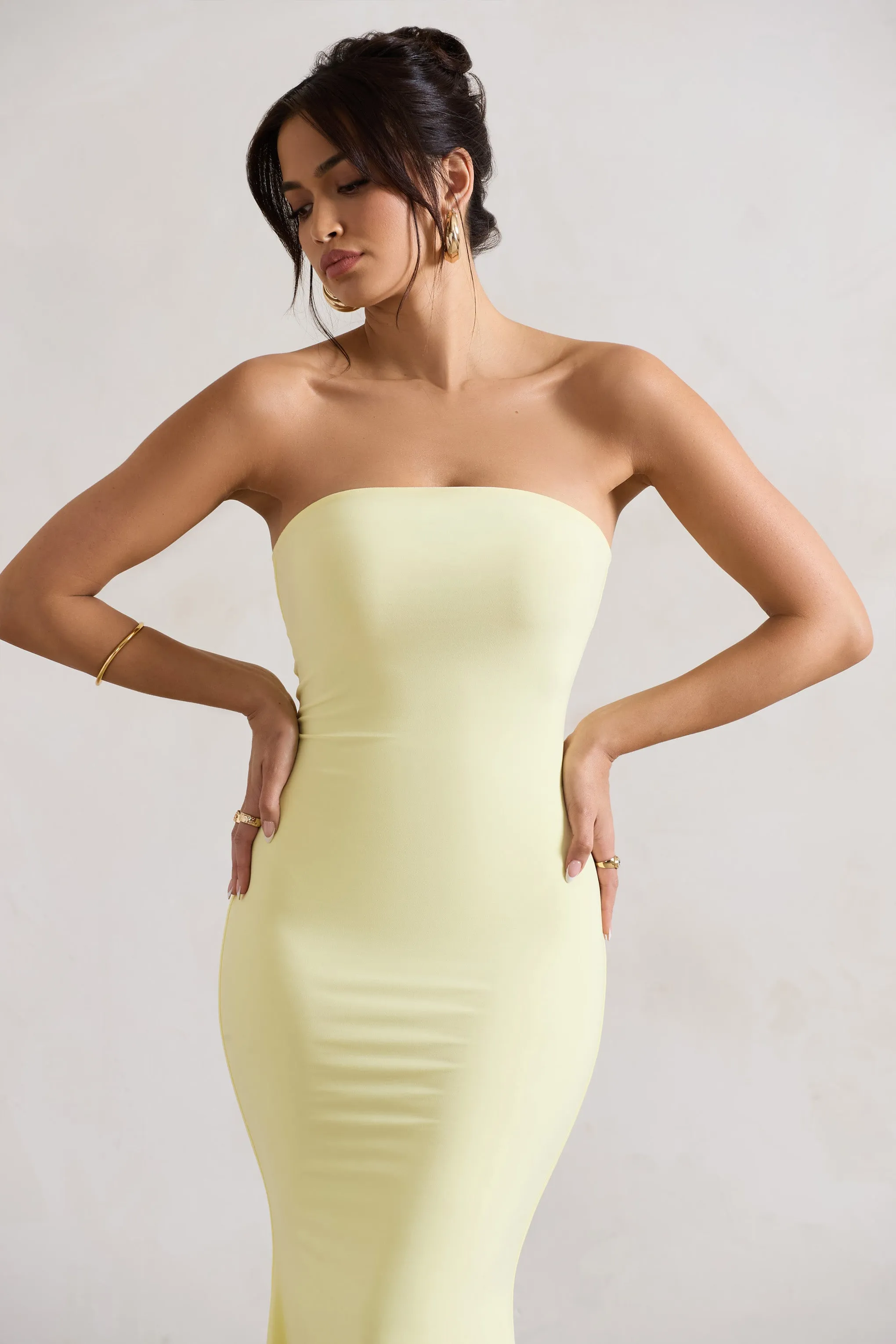 Ceremony | Lemon Bandeau Maxi Dress Club L London