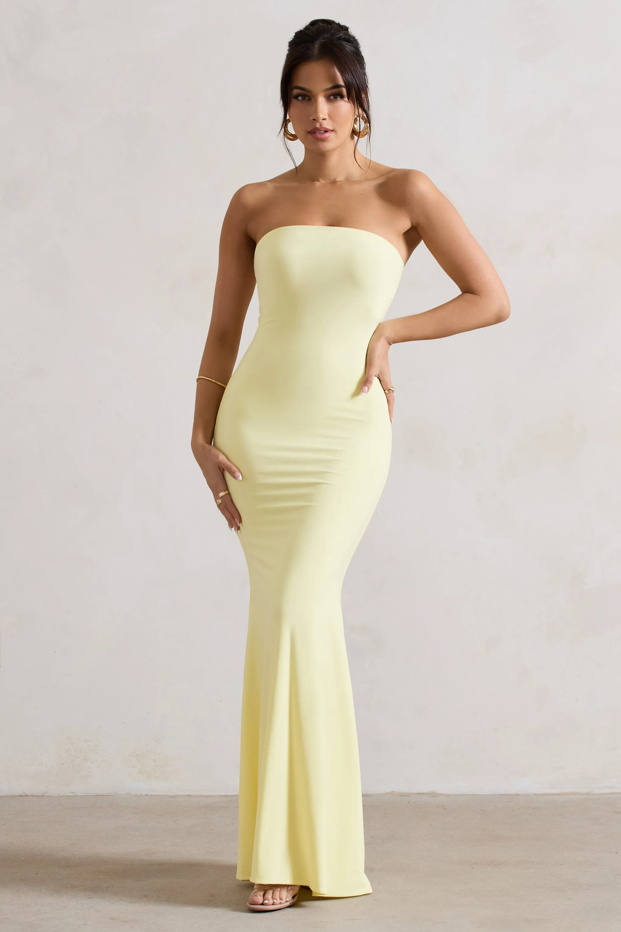 Ceremony | Lemon Bandeau Maxi Dress Club L London