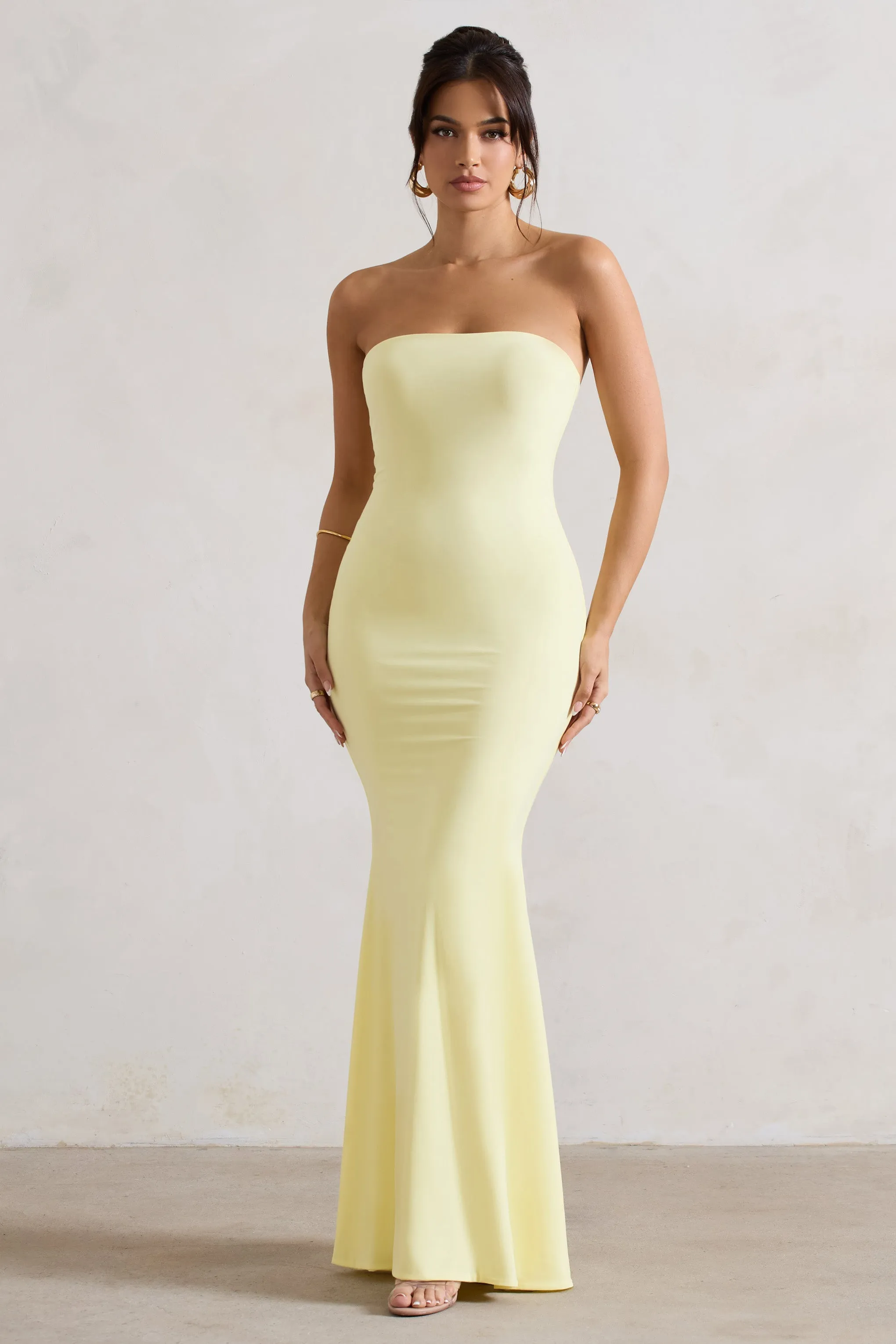 Ceremony | Lemon Bandeau Maxi Dress Club L London