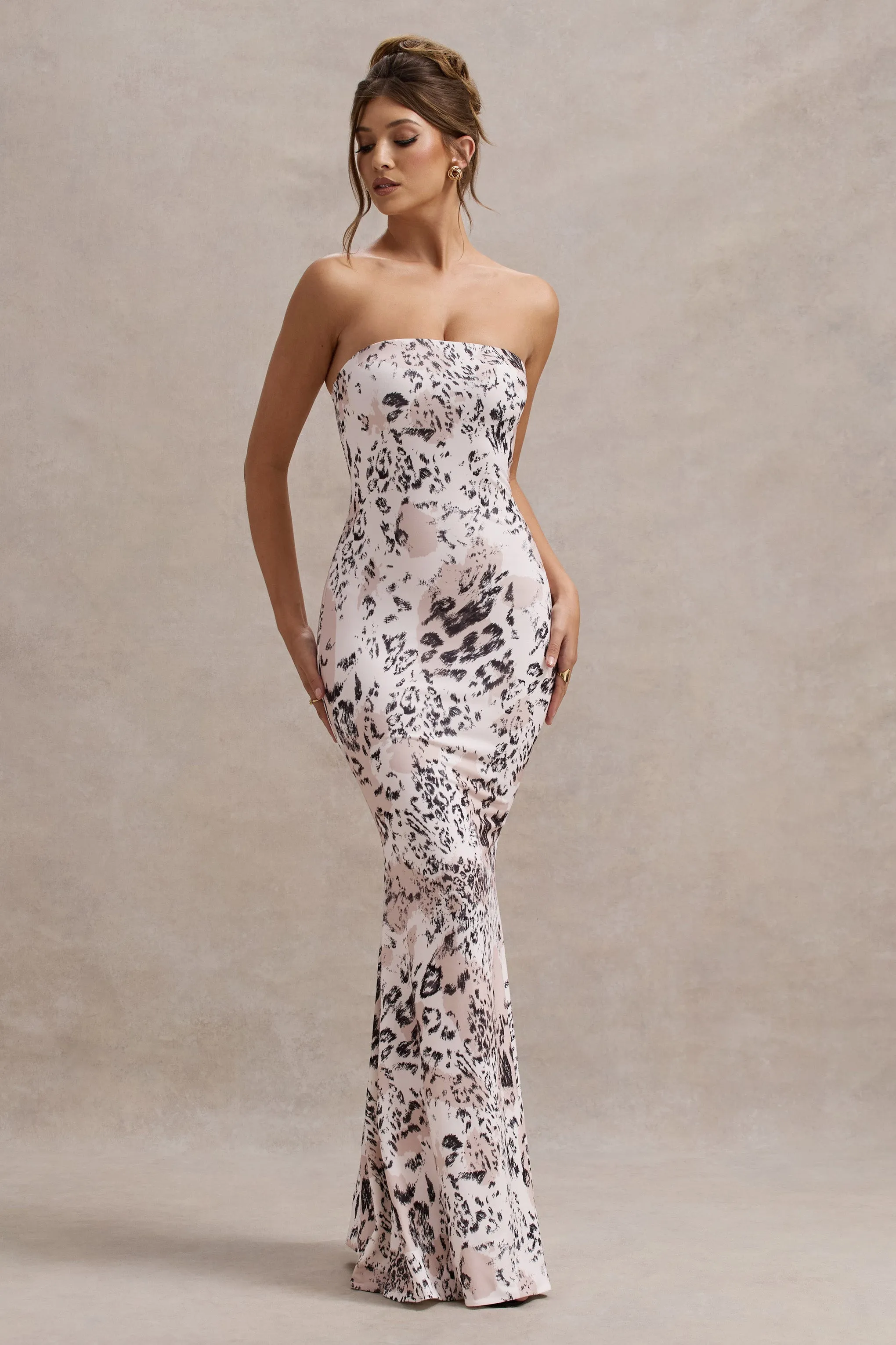 Ceremony | Leopard Print Bandeau Fishtail Maxi Dress Club L London