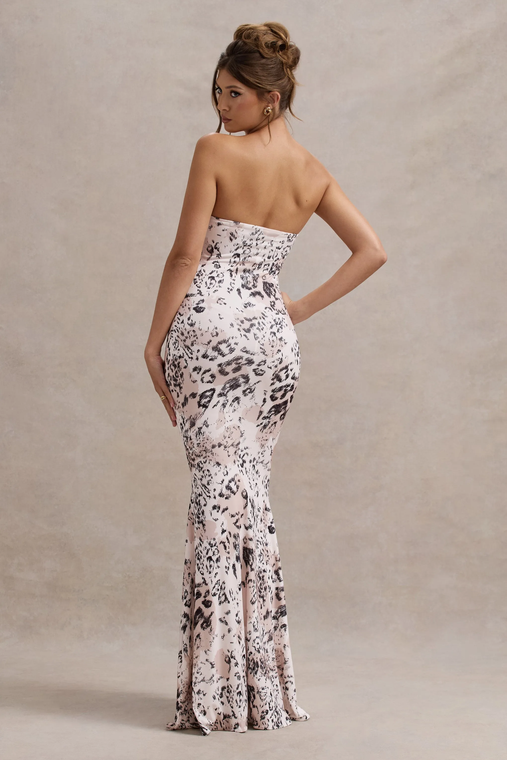 Ceremony | Leopard Print Bandeau Fishtail Maxi Dress Club L London