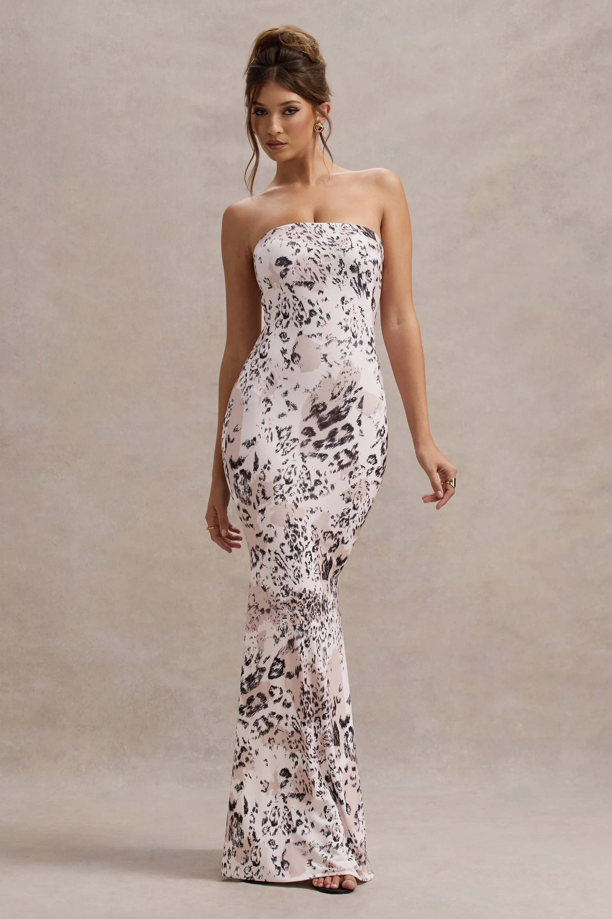 Ceremony | Leopard Print Bandeau Fishtail Maxi Dress Club L London