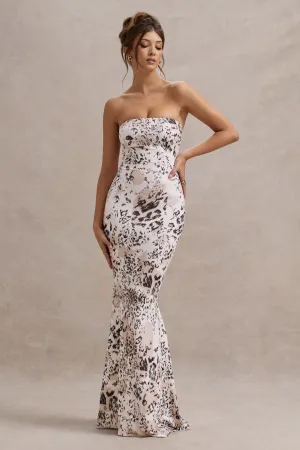 Ceremony | Leopard Print Bandeau Fishtail Maxi Dress Club L London