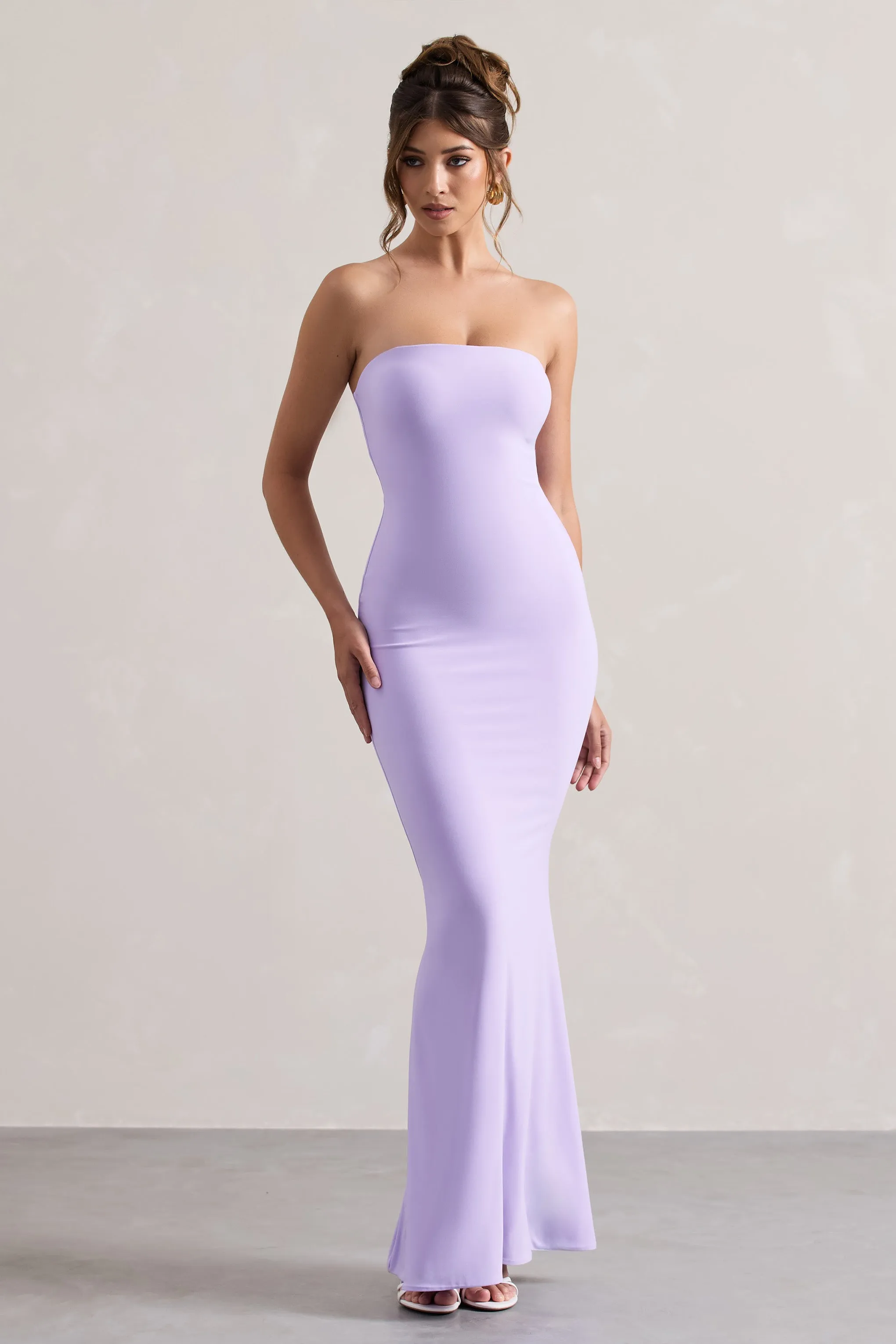 Ceremony | Lilac Bandeau Fishtail Maxi Dress Club L London