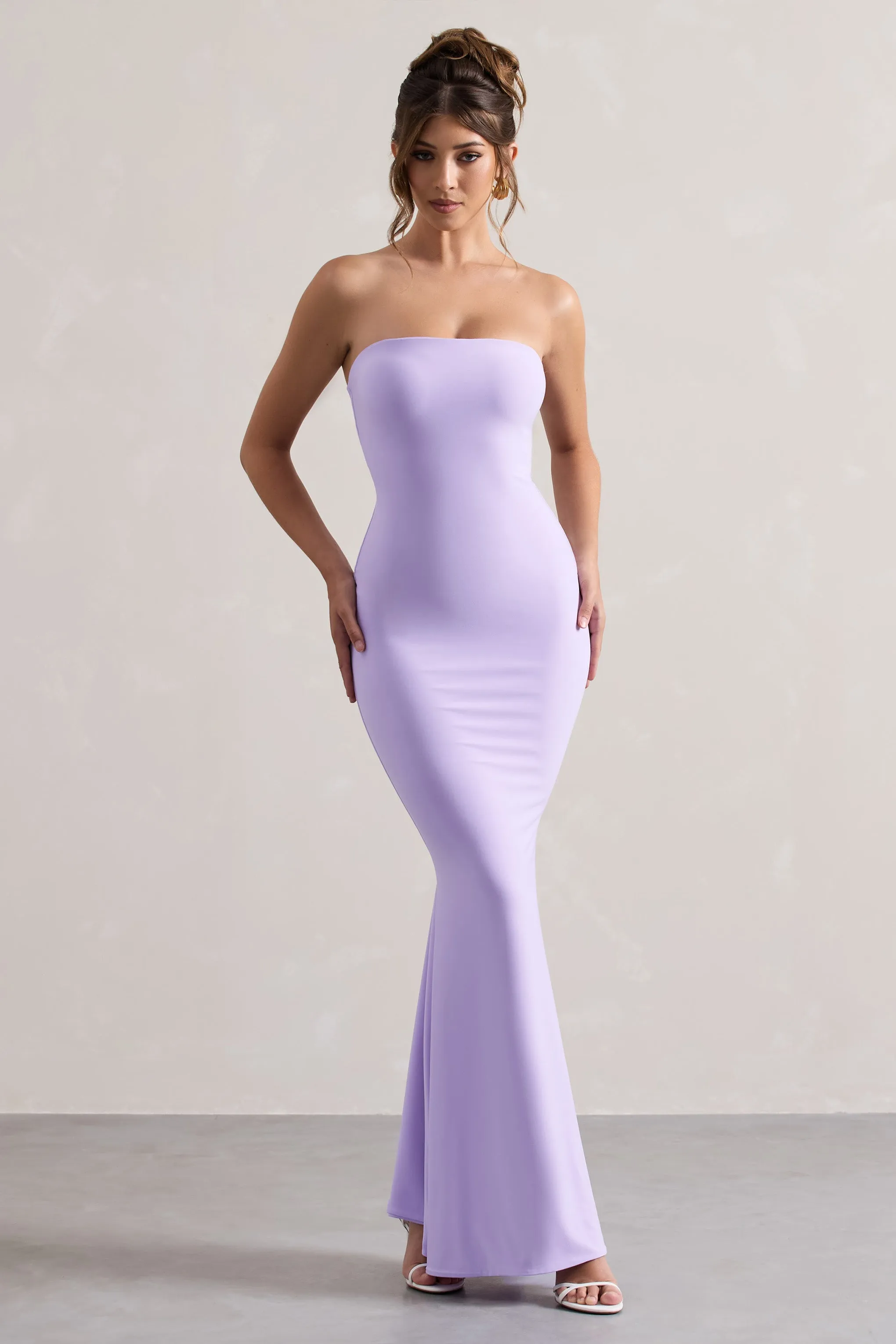 Ceremony | Lilac Bandeau Fishtail Maxi Dress Club L London