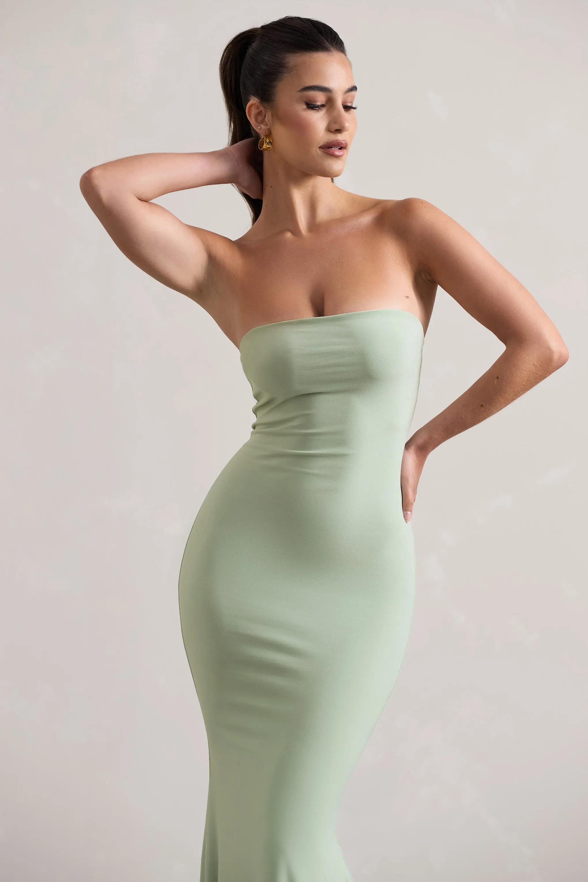 Ceremony | Pale Green Bandeau Maxi Dress Club L London