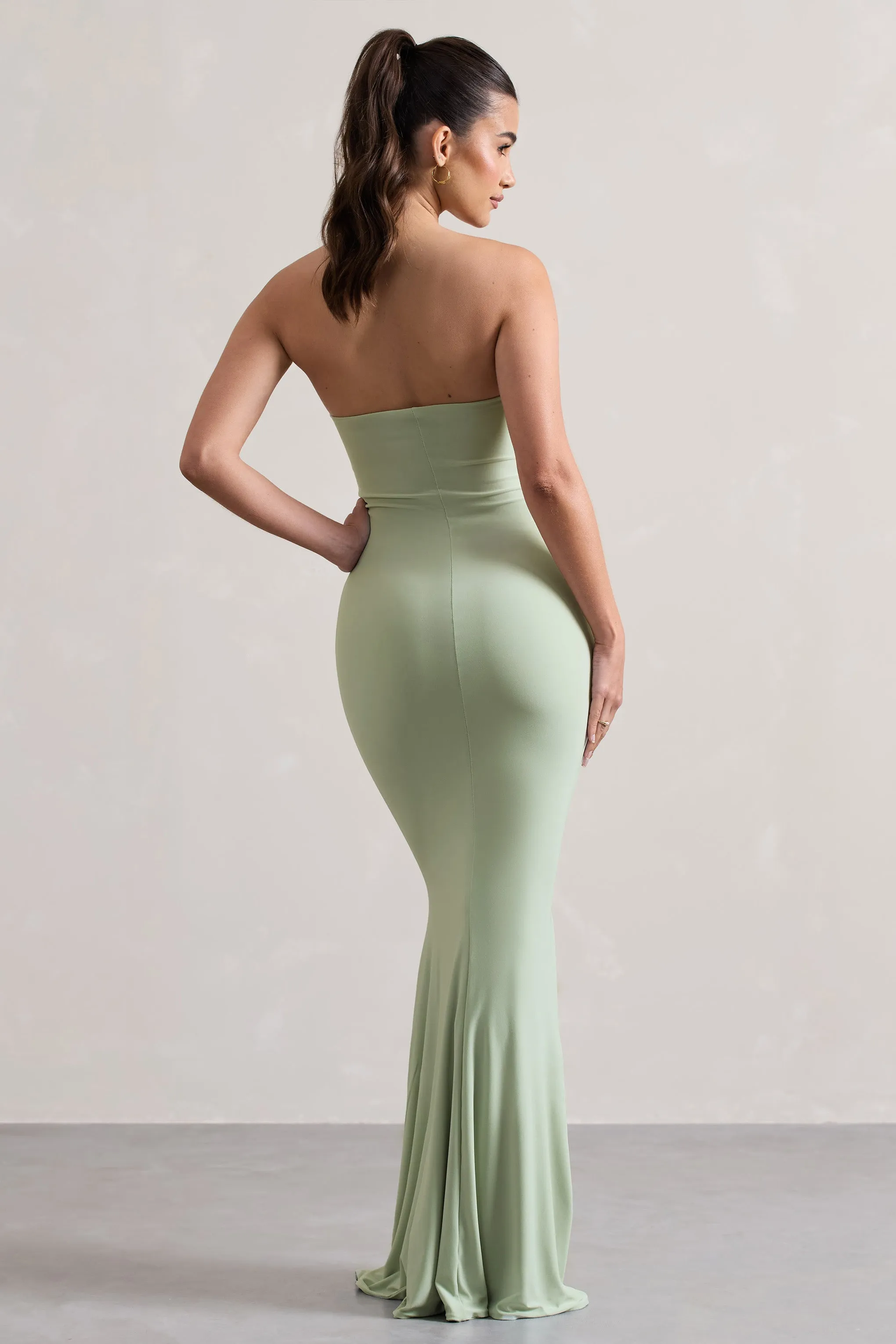 Ceremony | Pale Green Bandeau Maxi Dress Club L London