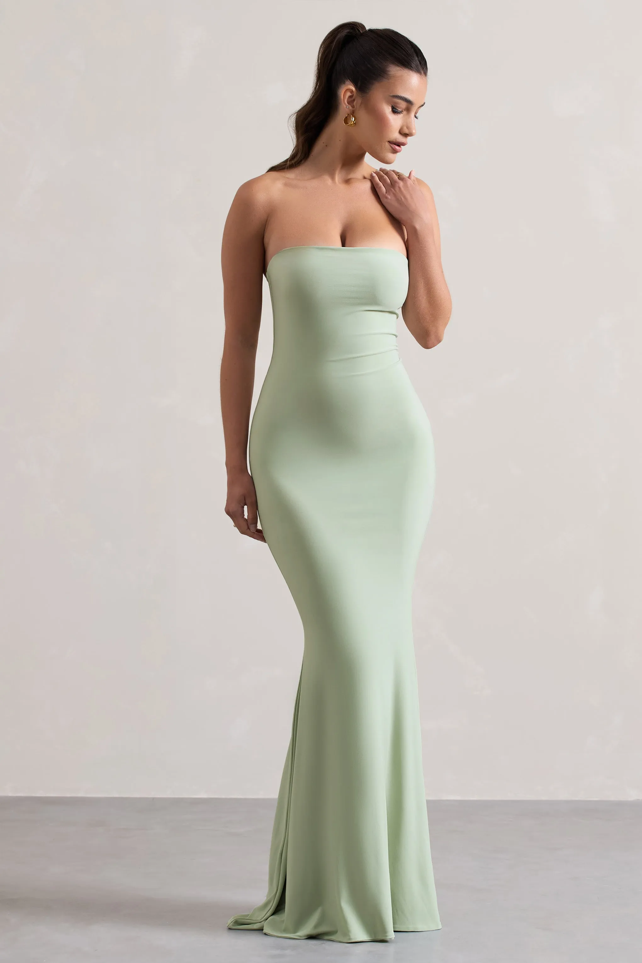 Ceremony | Pale Green Bandeau Maxi Dress Club L London