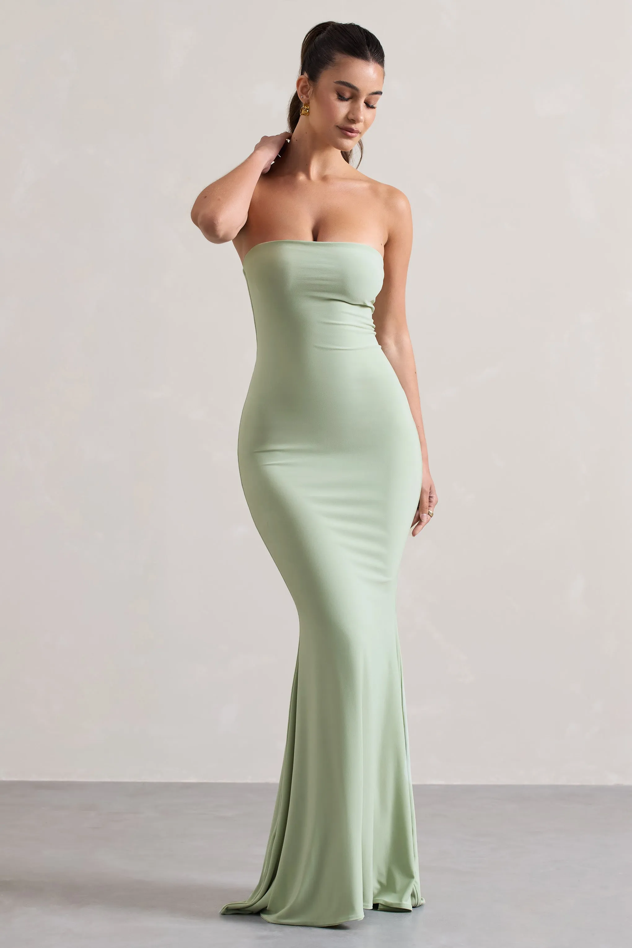 Ceremony | Pale Green Bandeau Maxi Dress Club L London