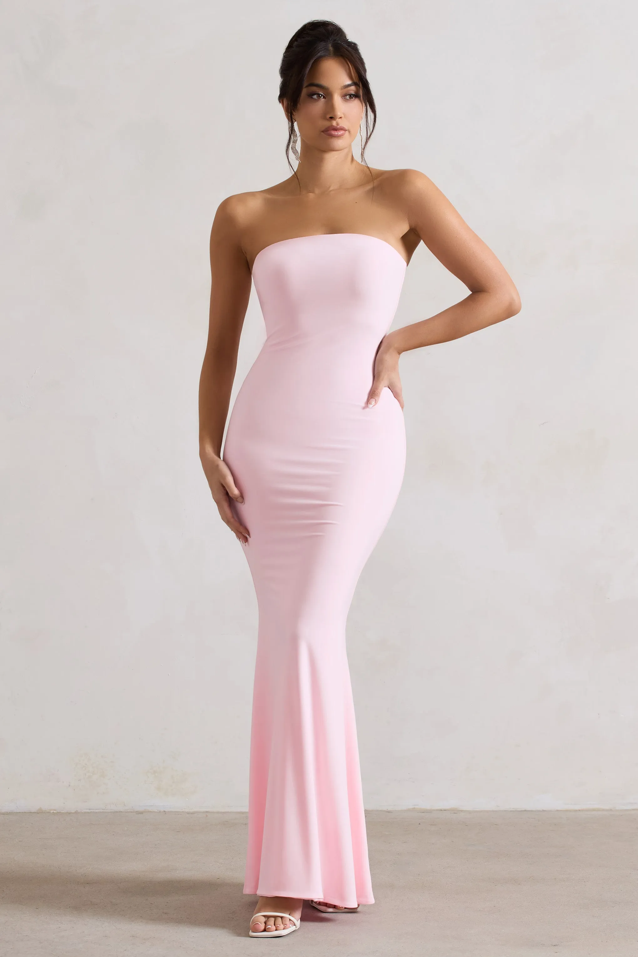 Ceremony | Pink Bandeau Maxi Dress Club L London