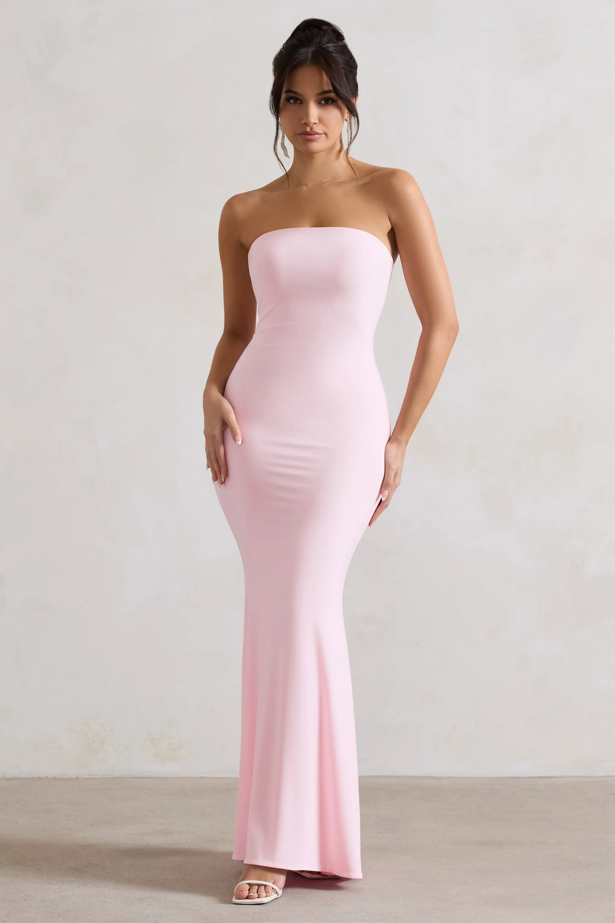 Ceremony | Pink Bandeau Maxi Dress Club L London