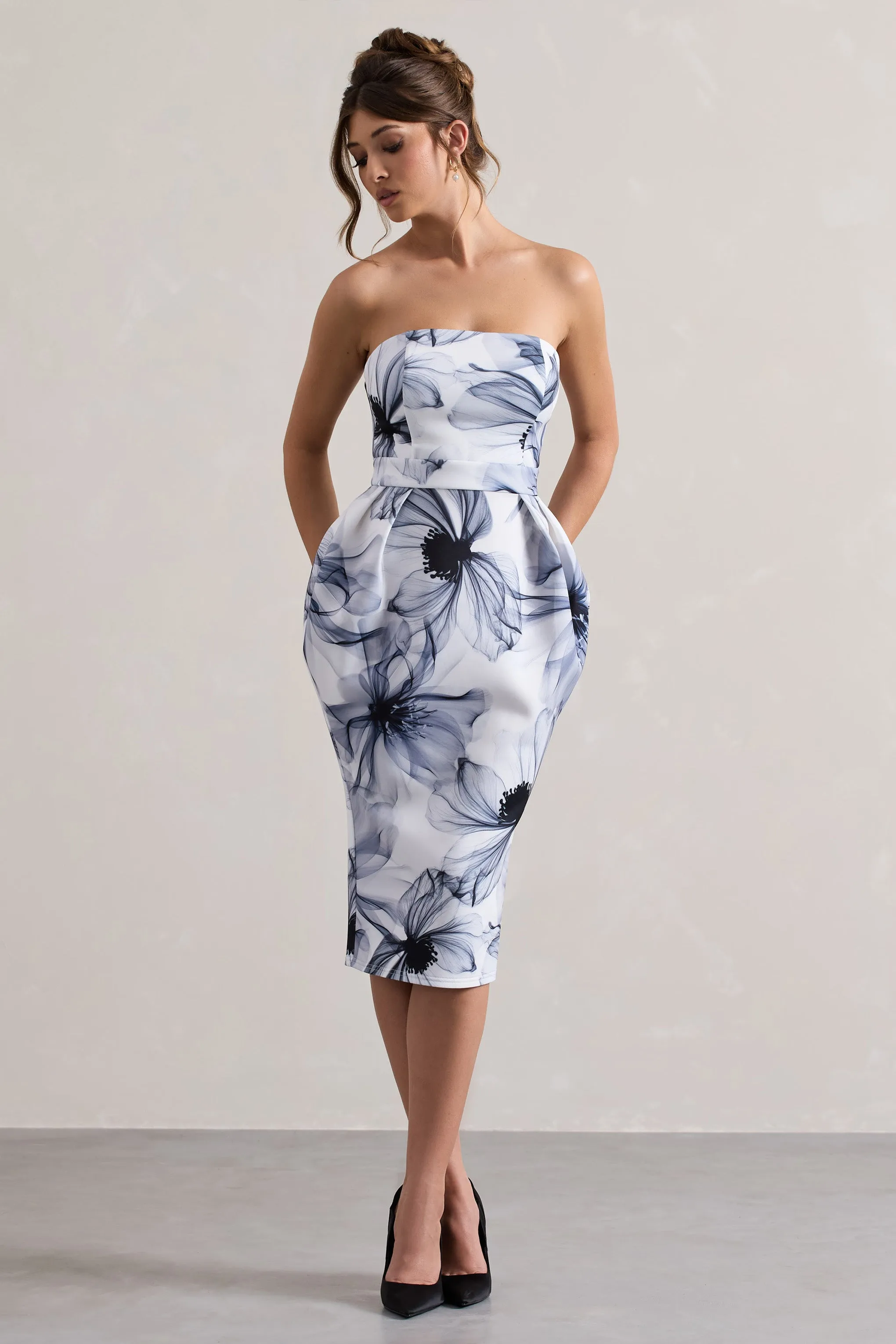 Chateau | Mono Print Bandeau Midi Dress Club L London