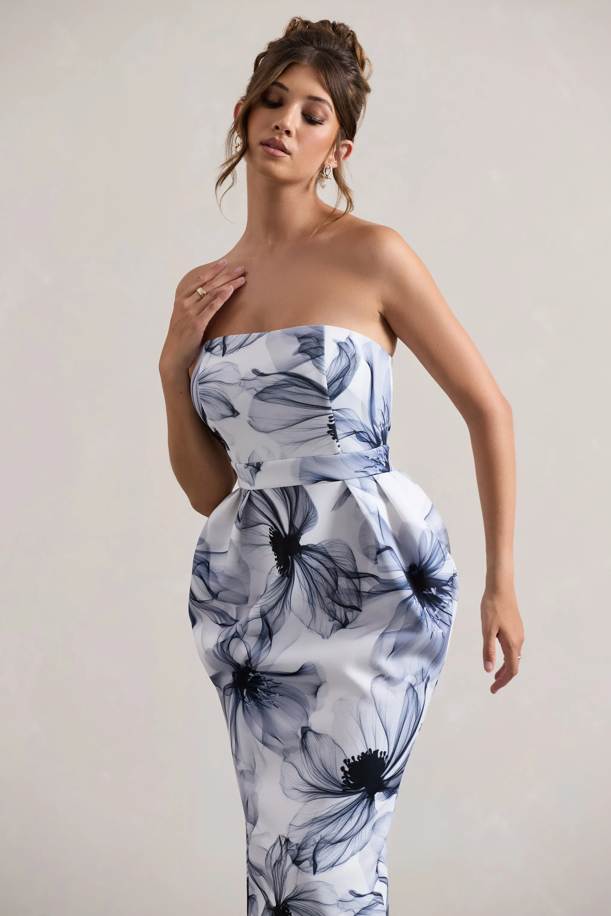 Chateau | Mono Print Bandeau Midi Dress Club L London