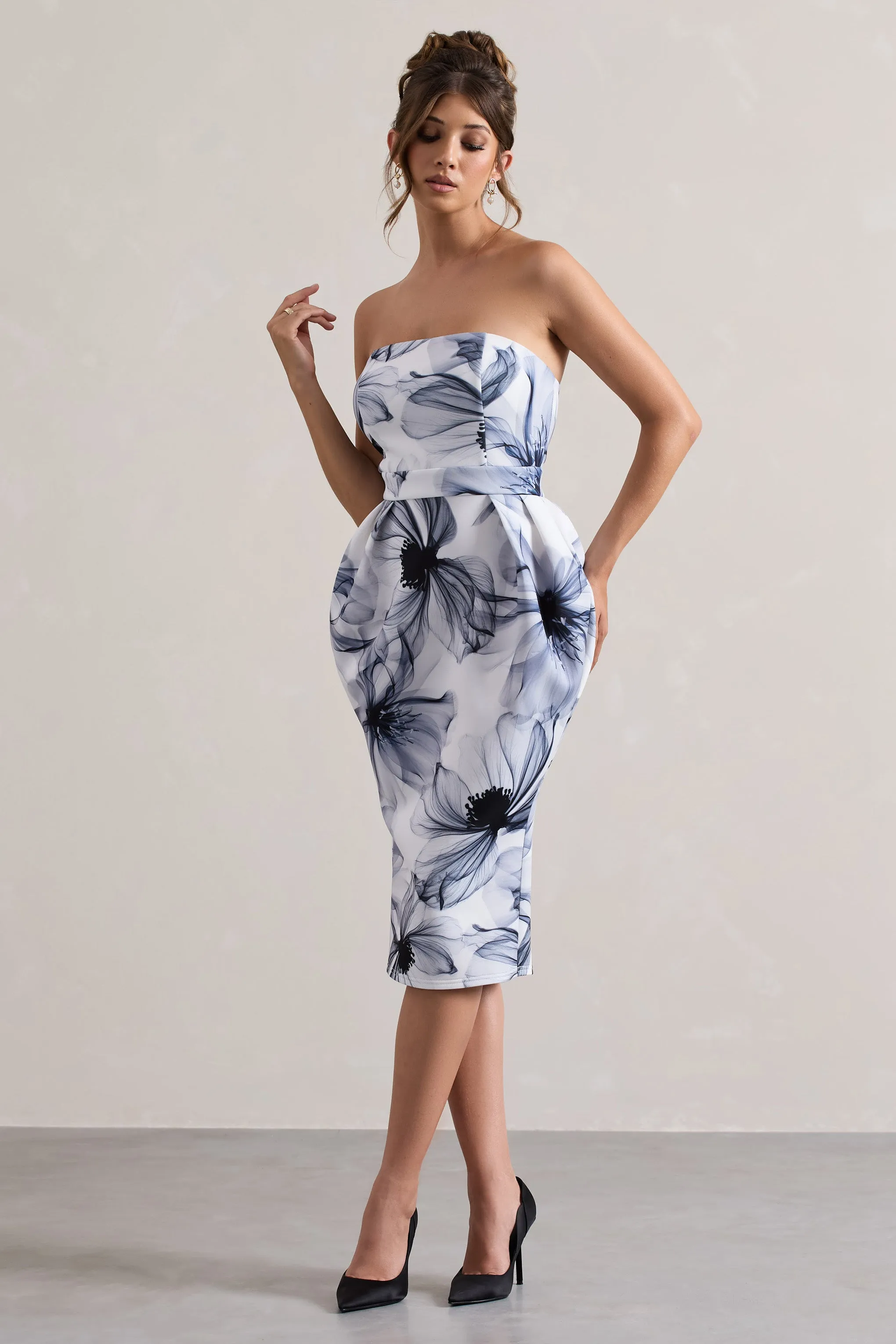Chateau | Mono Print Bandeau Midi Dress Club L London