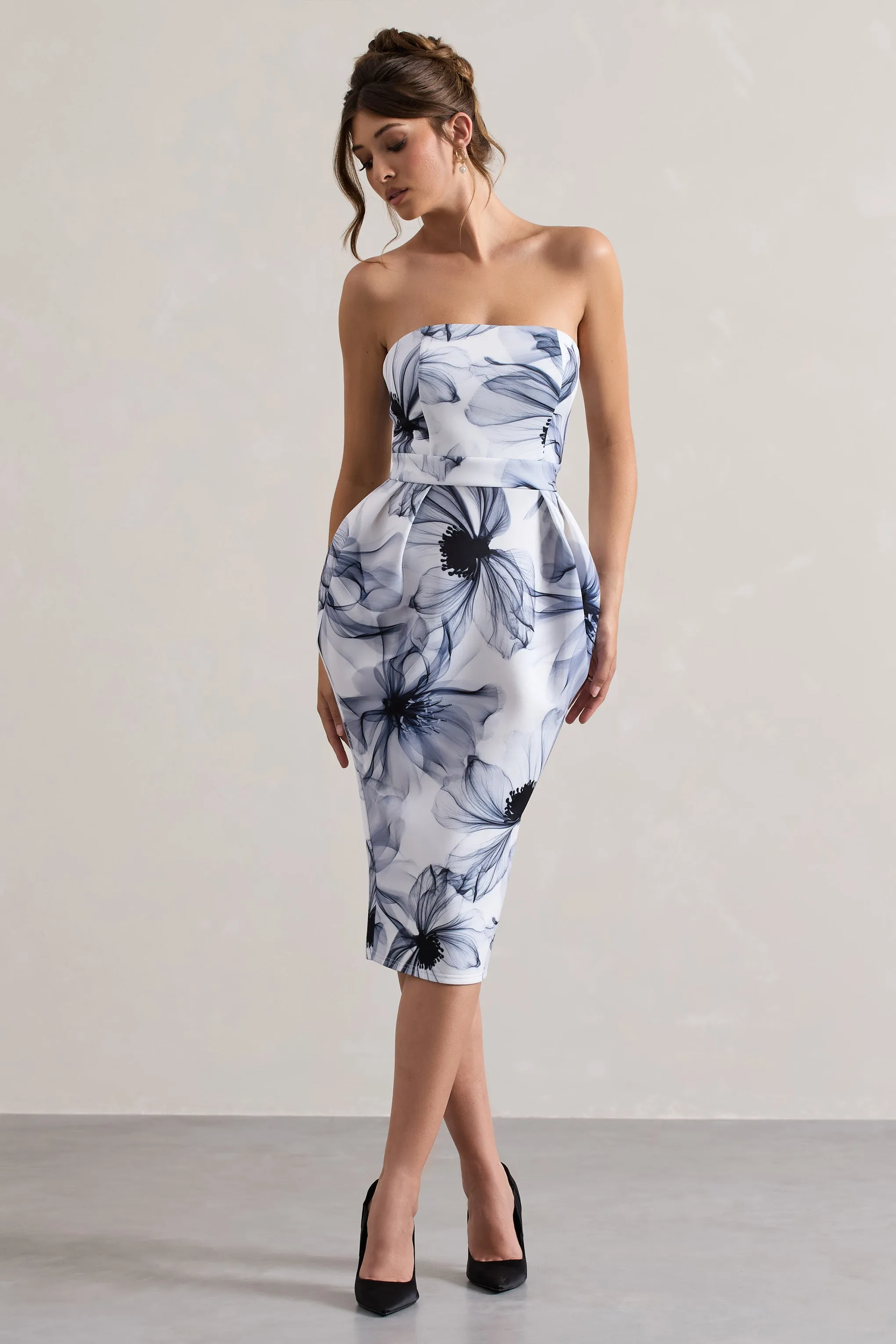 Chateau | Mono Print Bandeau Midi Dress Club L London