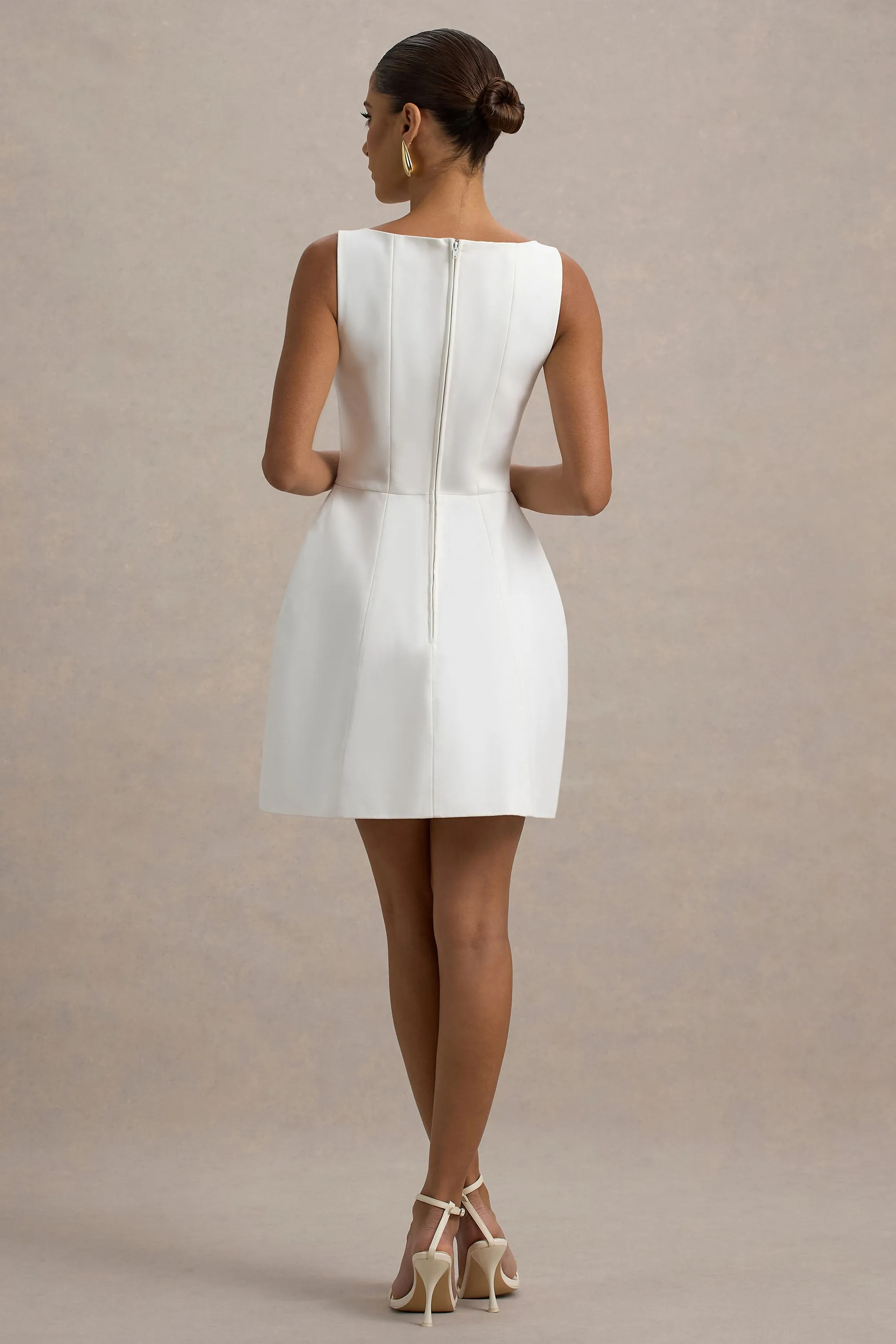 Cheri | White Tailored Sleeveless Mini Dress Club L London