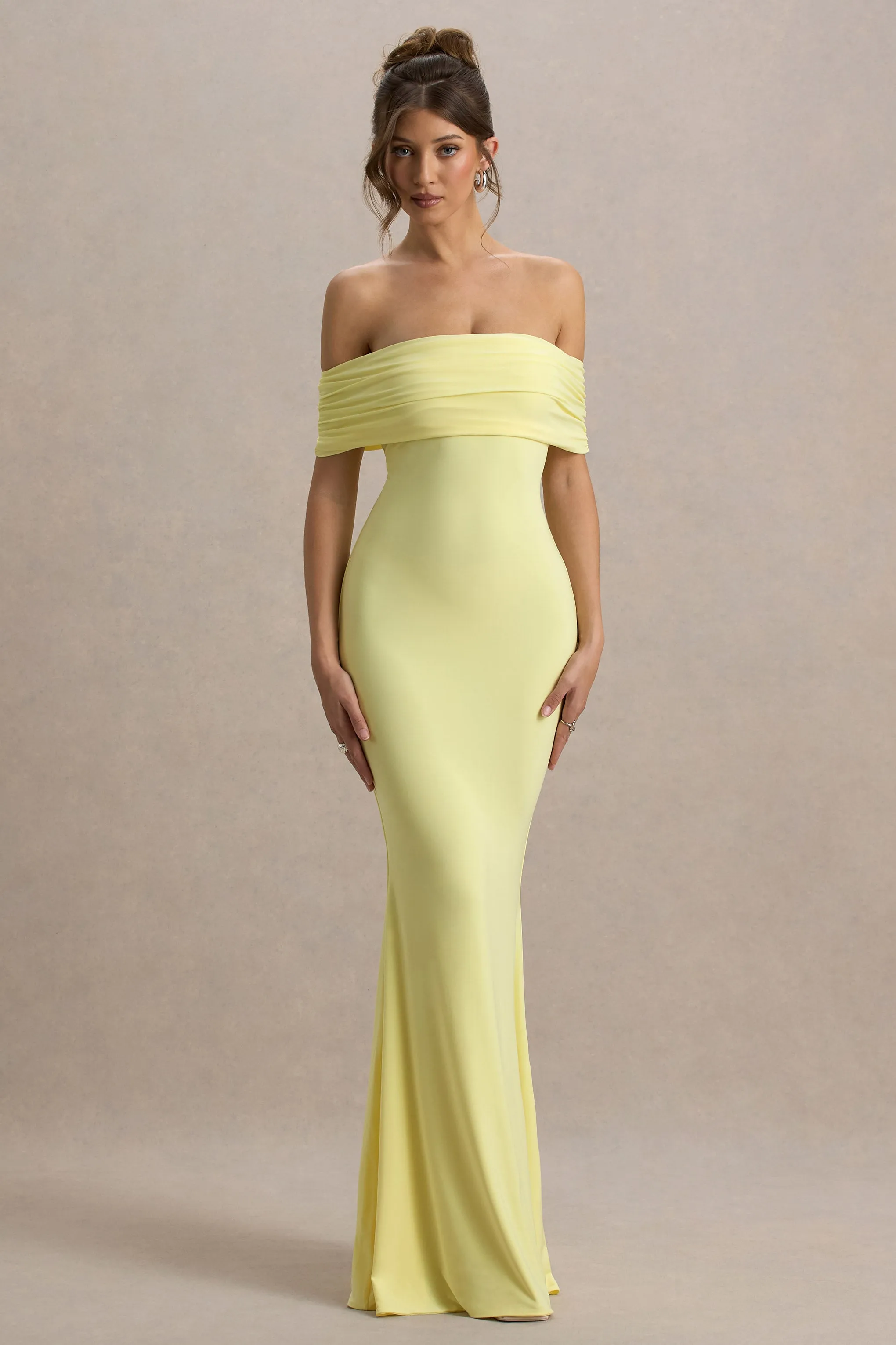 Cloe | Yellow Bardot Maxi Dress Club L London