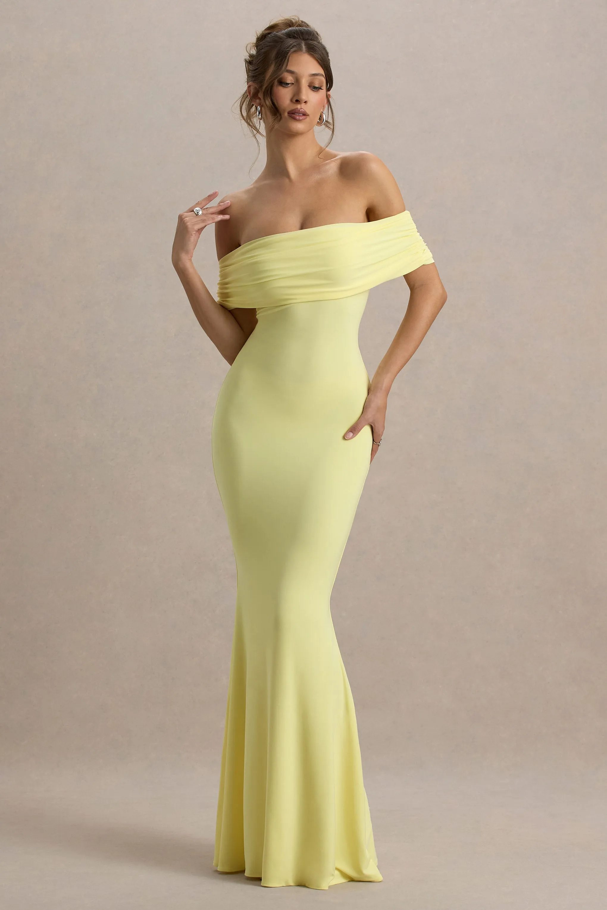 Cloe | Yellow Bardot Maxi Dress Club L London