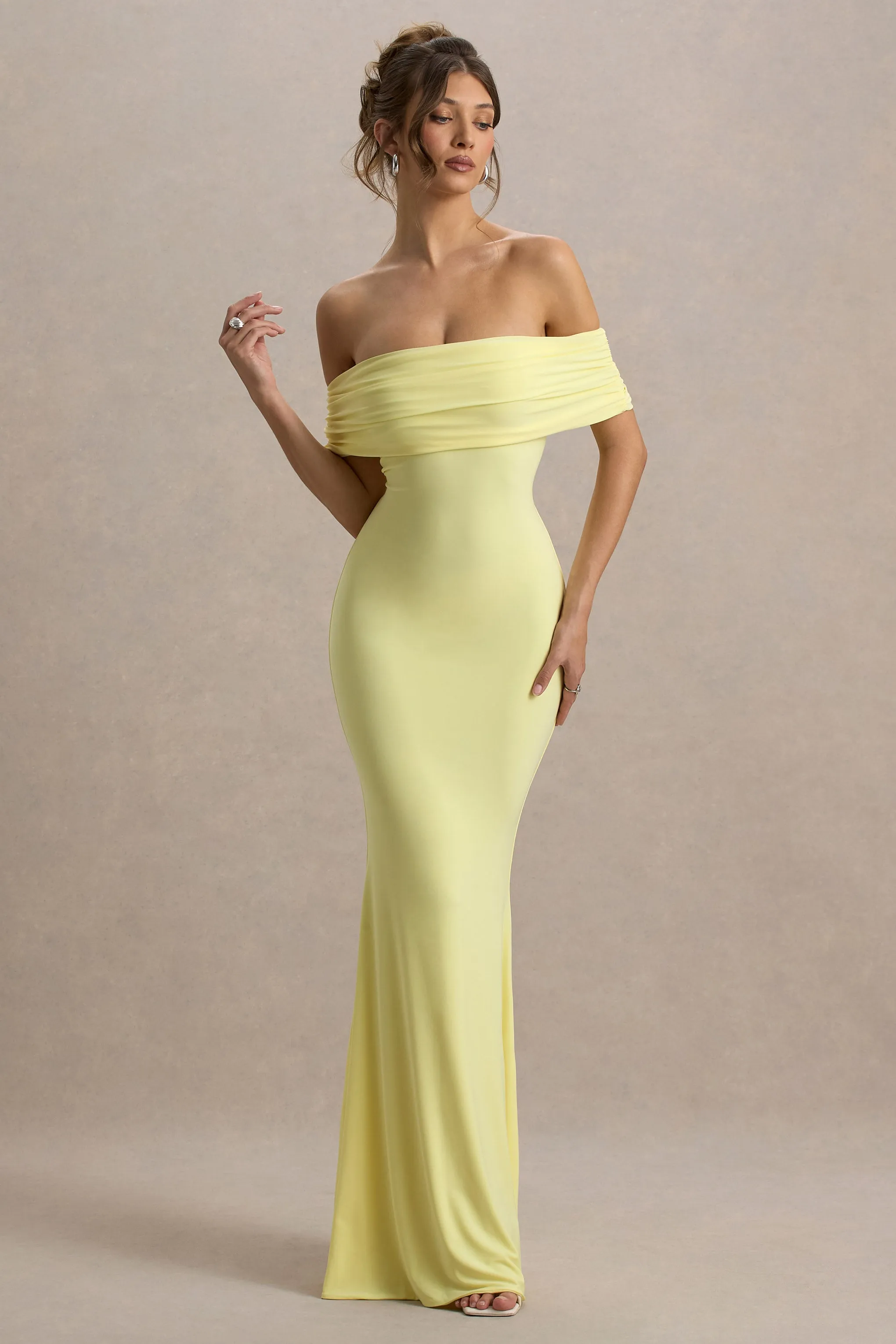 Cloe | Yellow Bardot Maxi Dress Club L London