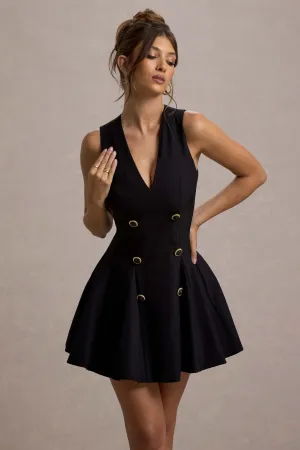 Collette | Black Tailored Plunge-Neck Mini Dress Club L London