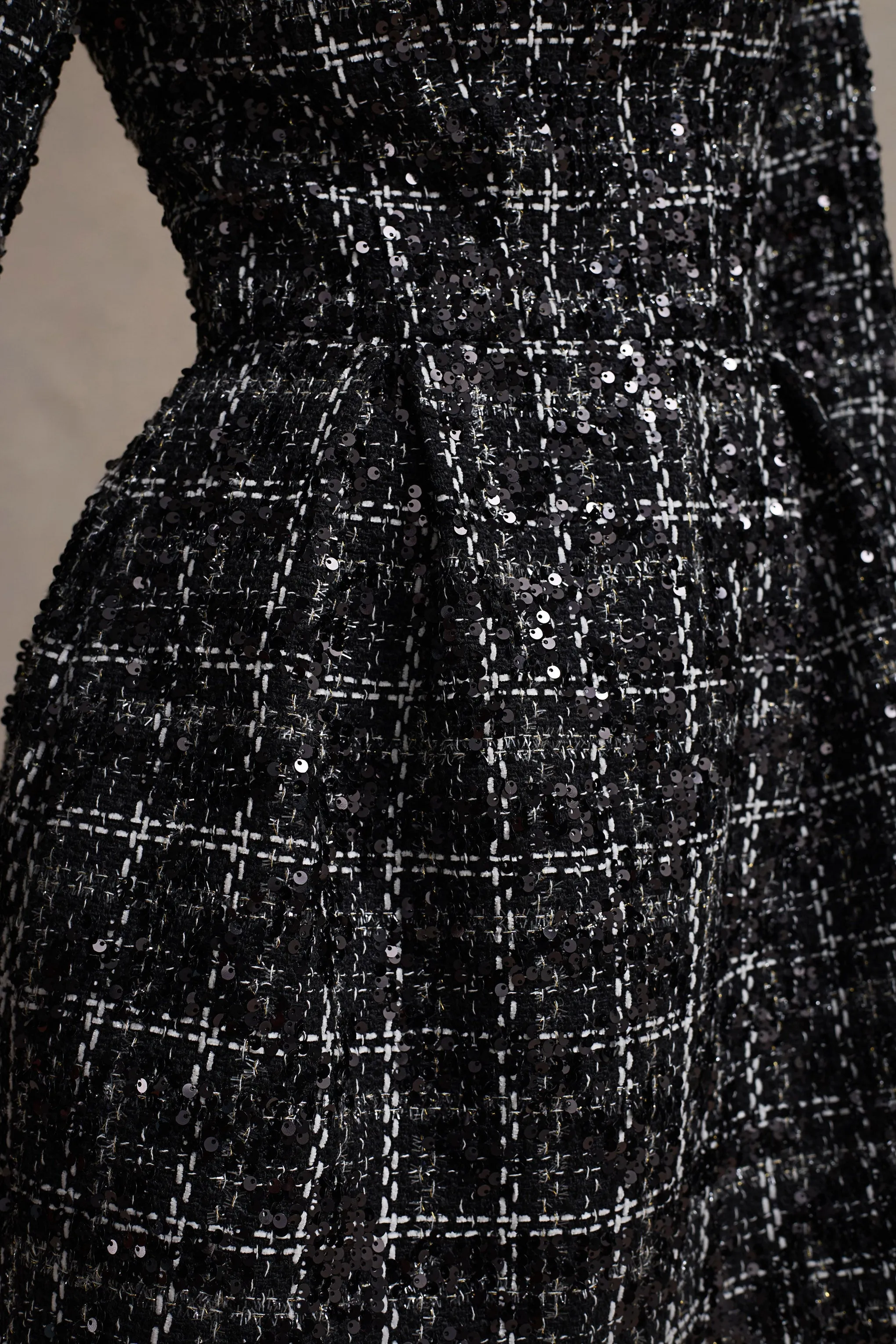 Contessa | Black Boucle Long-Sleeve Mini Dress Club L London