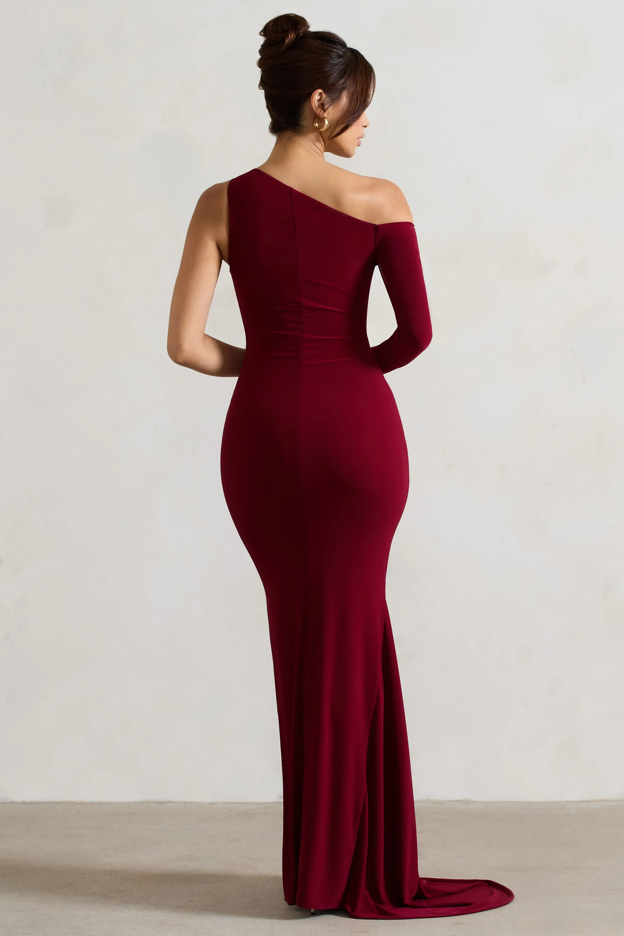 Contradiction | Port One-Sleeve Asymmetric Maxi Dress Club L London