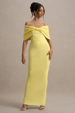 Cornelia | Lemon Strapless Maxi Dress With Oversized Bow Club L London