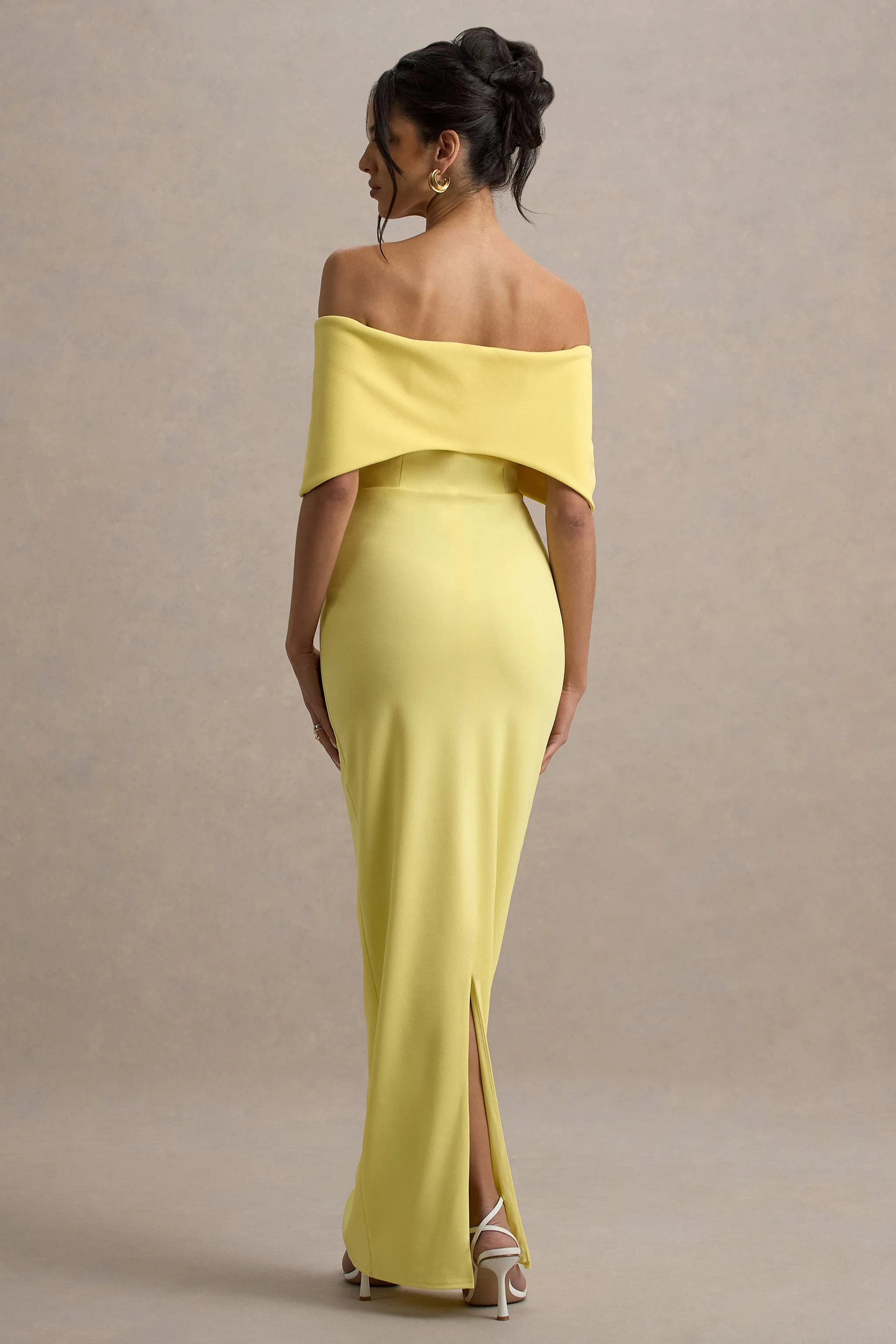 Cornelia | Lemon Strapless Maxi Dress With Oversized Bow Club L London
