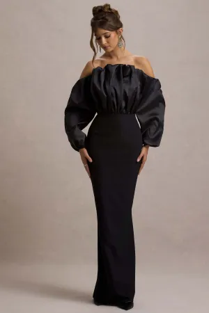 Cyrene | Black Ruffled Maxi Dress Club L London