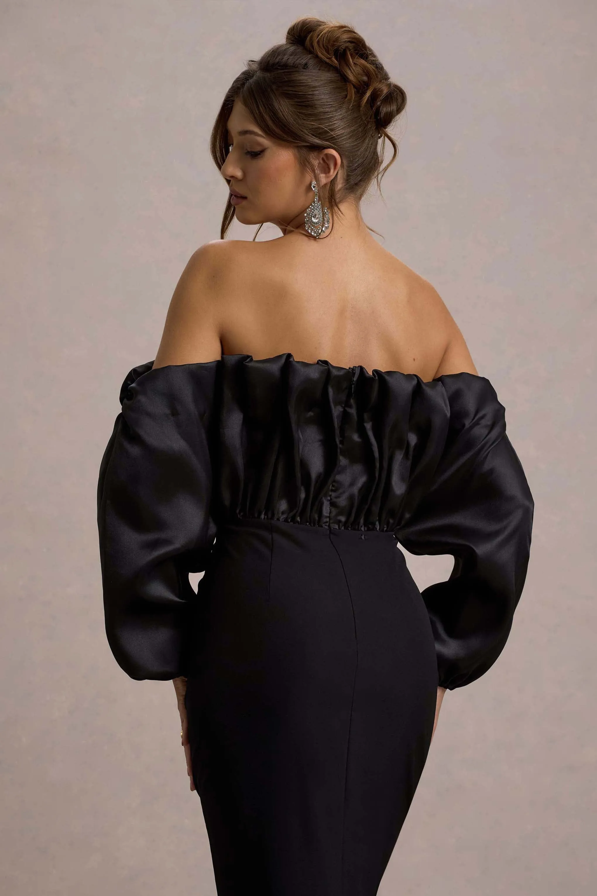 Cyrene | Black Ruffled Maxi Dress Club L London