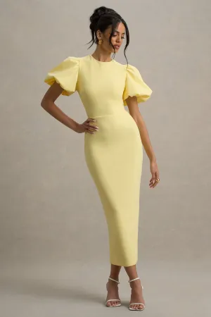 Dakota | Lemon Puff-Sleeve Midi Dress Club L London