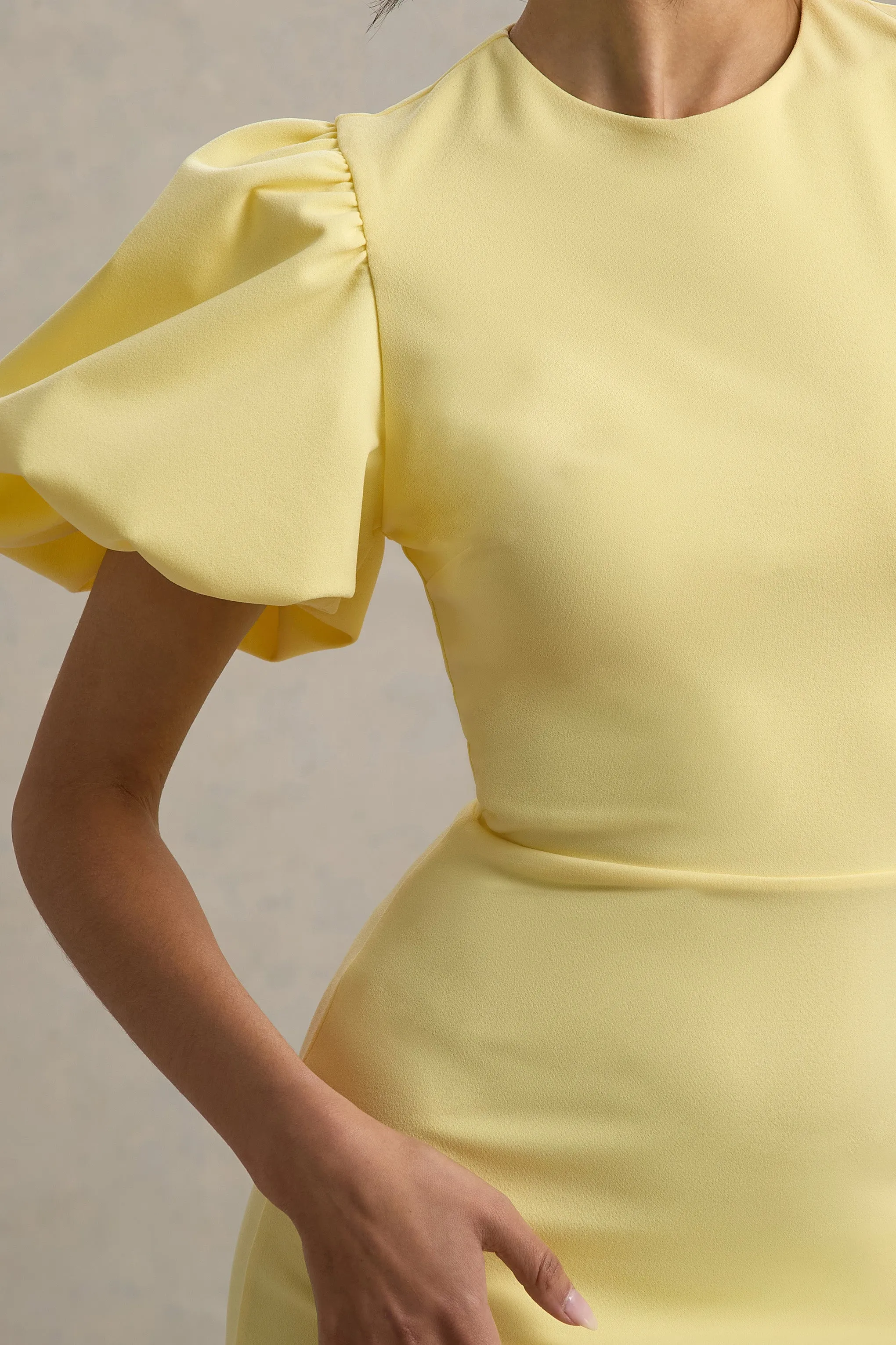 Dakota | Lemon Puff-Sleeve Midi Dress Club L London