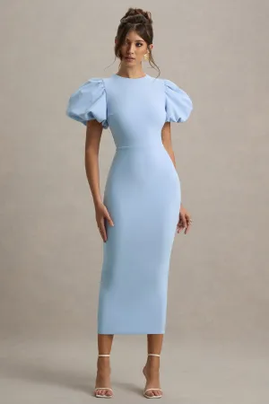 Dakota | Powder Blue Puff-Sleeve Midi Dress Club L London